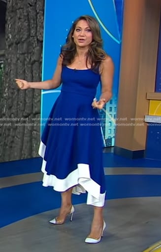 Ginger's blue colorblock dress and pumps on Good Morning America