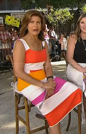 Hoda's colorblock tie waist dress on Today