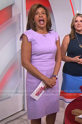 Hoda's lilac cap sleeve dress on Today