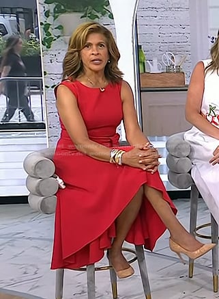 Hoda's red tie waist dress on Today