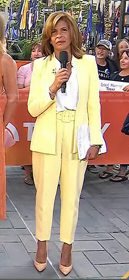 Hoda's white sleeveless top and yellow jacket on Today