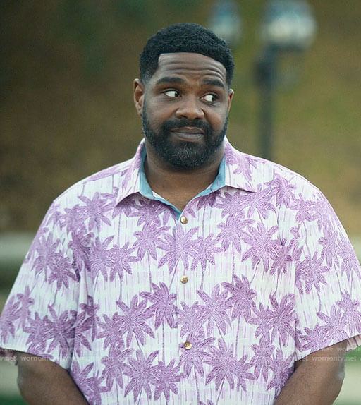 Howard's purple palm tree shirt on Loot