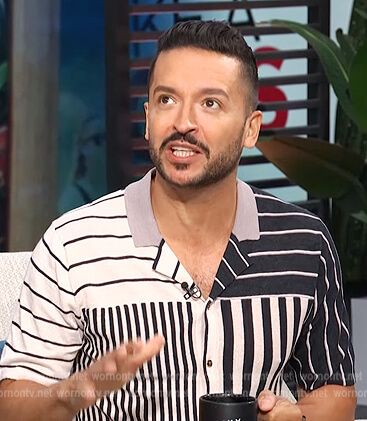 Jai's mixed stripe shirt on E! News Daily Pop