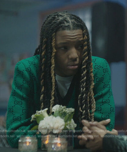 Jake's green GG logo sweater on The Chi
