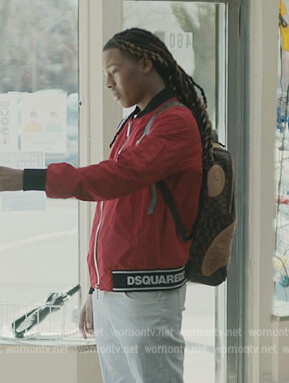 Jake's red Dsquared2 bomber jacket on The Chi