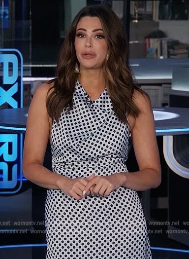 Jennifer's blue polka dot sleeveless dress on Extra