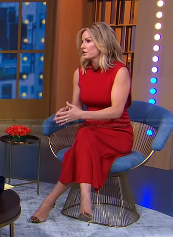 Jennifer's red mock neck sleeveless dress on Good Morning America