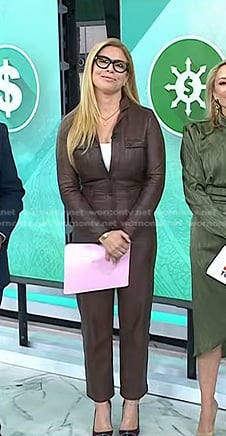 Jill's brown leather jumpsuit on Today