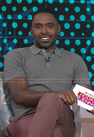 Justin's grey textured polo shirt on Today