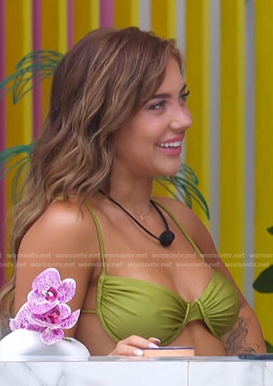 Kat's green underwire bikini on Love Island USA