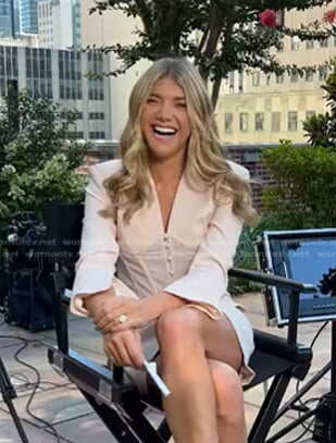 Katie Sands's white corset dress on Access Hollywood