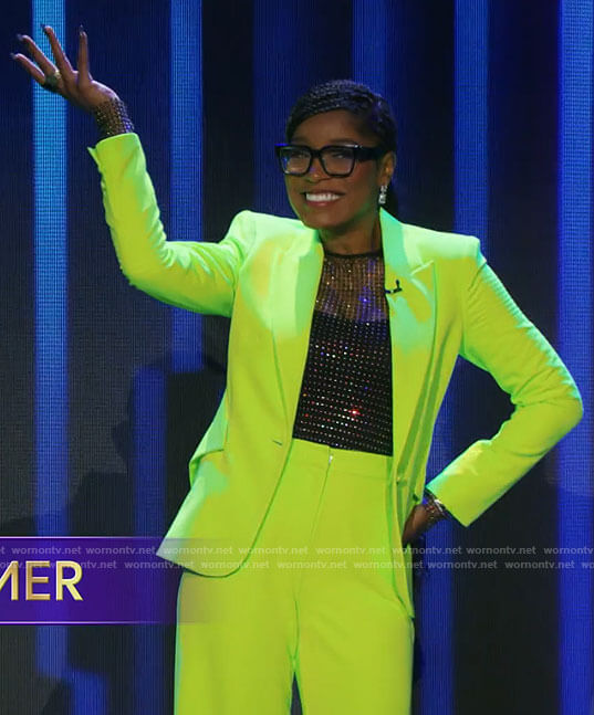 Keke Palmer's neon green suit on Password