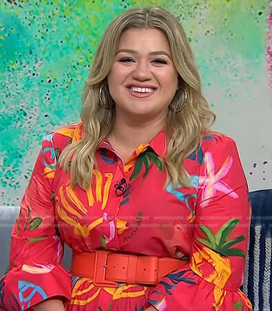 Kelly Clarkson's red printed dress on Today