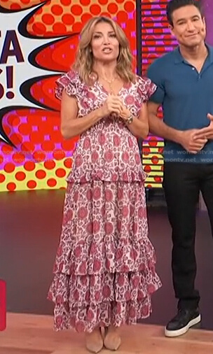 Kit's pink floral tiered dress on Access Hollywood
