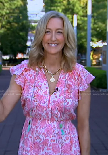 Lara's pink floral ruffle dress on Good Morning America