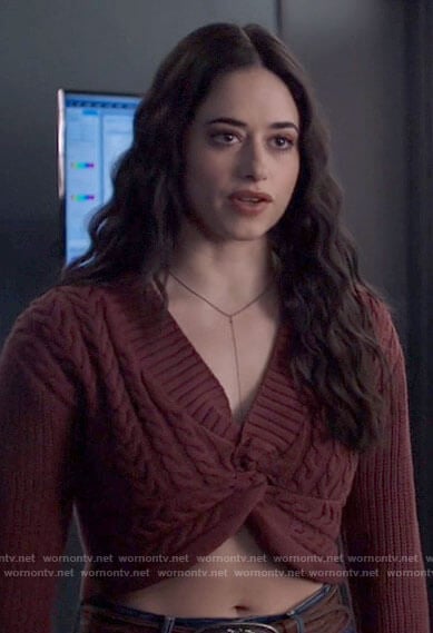 Liz's brown cropped twisted sweater on Roswell New Mexico