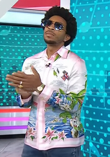 Ludacris's pink printed shirt on Today