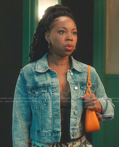 Malika's denim jacket on Everythings Trash