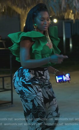 Marlo's green ruffled crop top on The Real Housewives of Atlanta