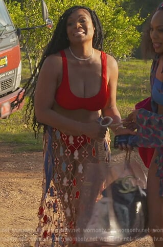 Marlo's red ribbed bikini and skirt on The Real Housewives of Atlanta