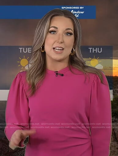 Megan Thompson's pink gathered waist dress on Good Morning America