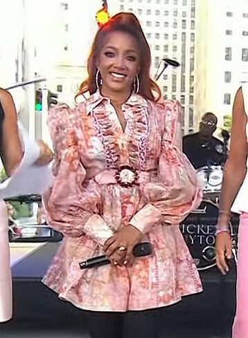 Mickey Guyton's printed belted mini dress on Today
