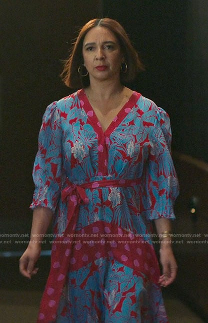 Molly's blue and red mixed print dress on Loot