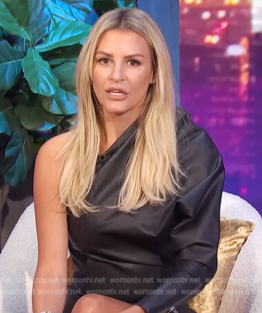 Morgan's black leather one shoulder dress on E! News