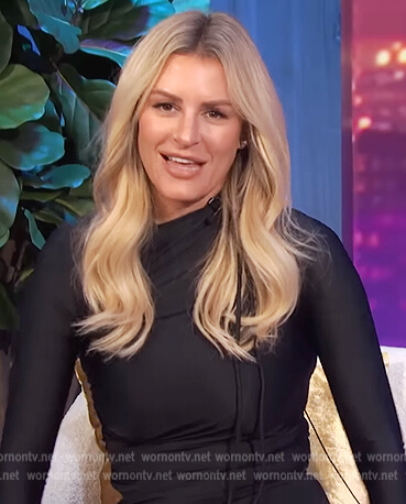 Morgan's black mesh ruched mini dress on E! News Nightly Pop