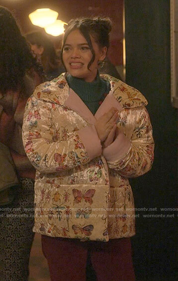 Mouse's velvet butterfly jacket on Pretty Little Liars Original Sin