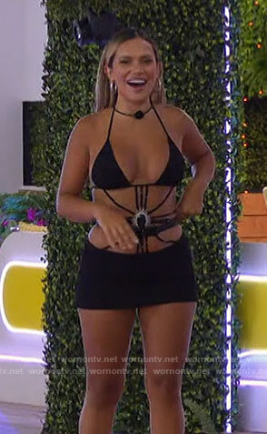 Nadjha's black strappy dress on Love Island USA