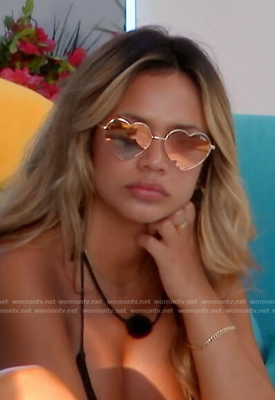 Nadjha's heart sunglasses on Love Island USA