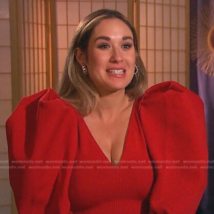 Rachel's red puff sleeve dress on The Bachelorette