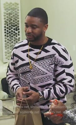 Ralph's black and white geometric print sweater on The Real Housewives of Atlanta