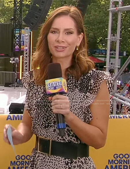 Cecilia's black mixed print ruffle dress on Good Morning America
