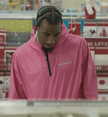 Rob's pink Supreme windbreaker jacket on The Chi