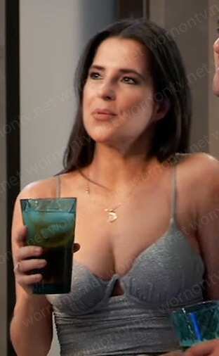 Sam's metallic ruched swimsuit on General Hospital