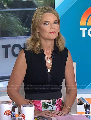Savannah's black front zip top on Today