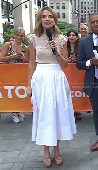 Savannah's white high wasted skirt on Today