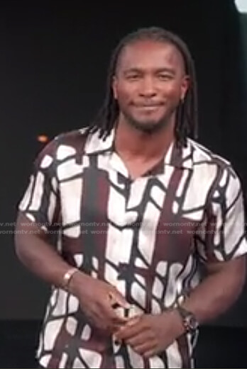Scott's brown printed shirt on Access Hollywood