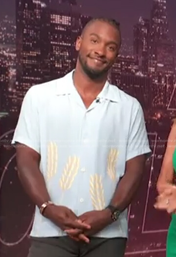 Scott's blue wheat print shirt on Access Hollywood