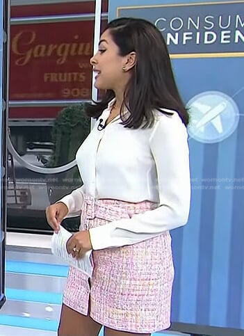 Seema Mody's pink tweed mini skirt on Today