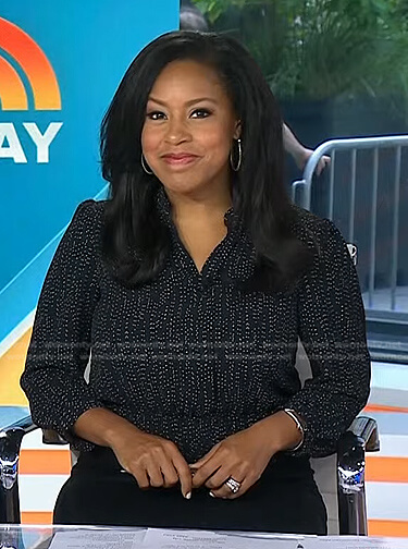 Sheinelle's black dotted blouse on Today