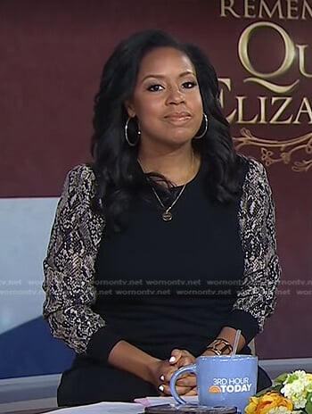 Sheinelle's black snake print sleeve top on Today
