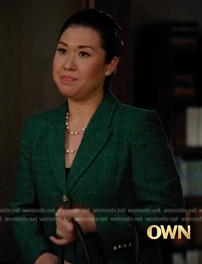Sherri's green tweed blazer on All Rise