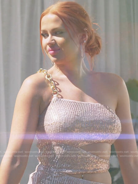 Sydney's chain strap gown on Love Island USA