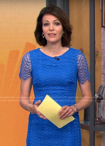 Tanya Rivero's blue wavy mesh dress on CBS Mornings