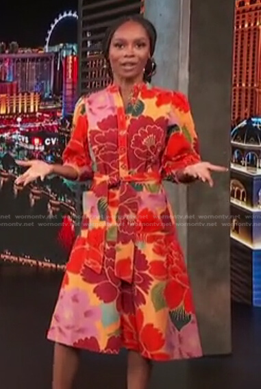 Zuri's floral button front dress on Access Hollywood
