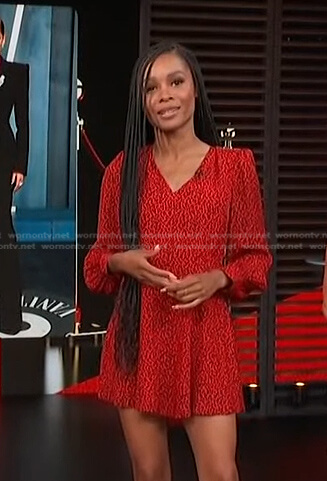 Zuri's red leopard v-neck dress on Access Hollywood