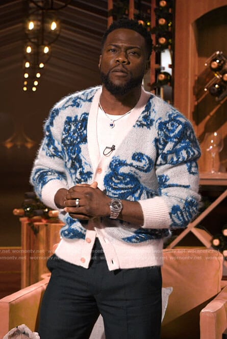 Kevin Hart's swirl print cardigan on Hart to Heart